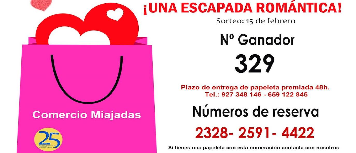 La papeleta 329 es la ganadora de la escapada romántica sorteada por Acomic en San Valentín
