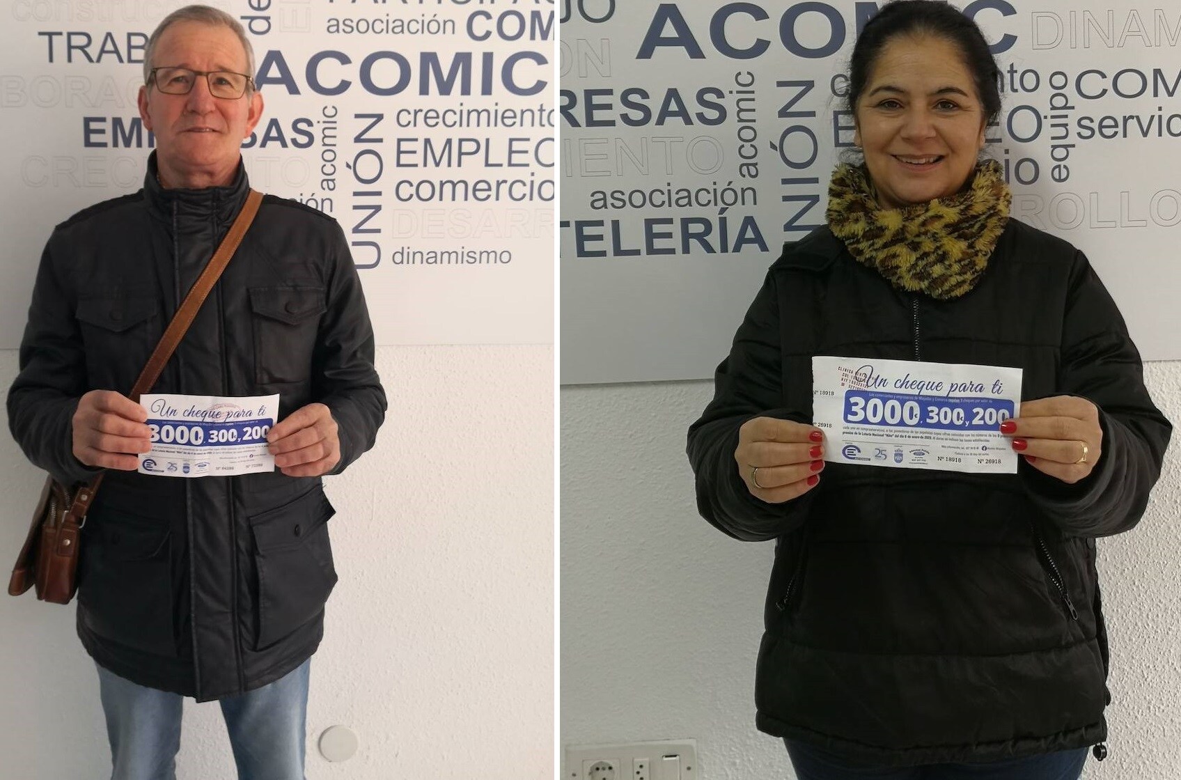 Santiago García y Carlota Becerra, ganadores de los cheques de 300 y 200 euros