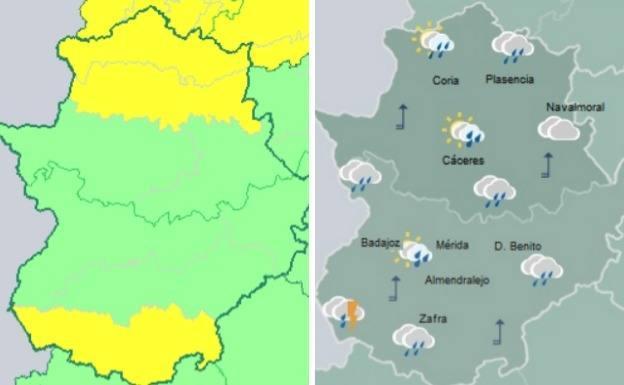 La alerta amarilla por lluvias llega también al sur de Badajoz
