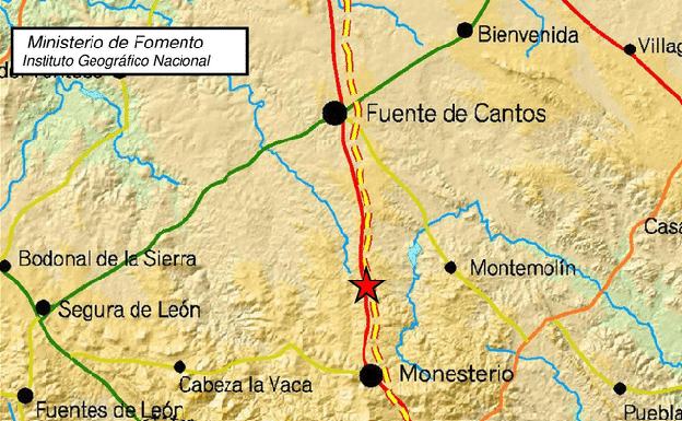 Registrado un leve seísmo entre Monesterio y Montemolín, esta madrugada