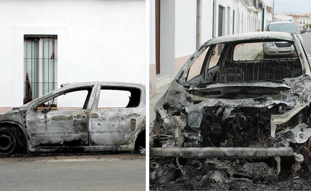Calcinado un coche esta madrugada en la vía Paseo de Extremadura de Monesterio