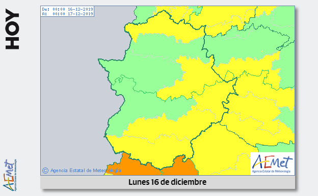 El sur de Badajoz está este lunes en alerta amarilla por viento