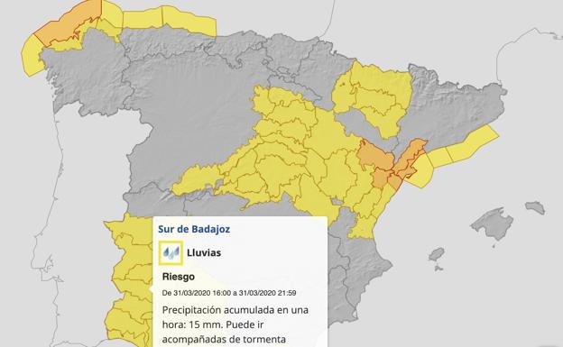 Monesterio está hoy en alerta amarilla por lluvias