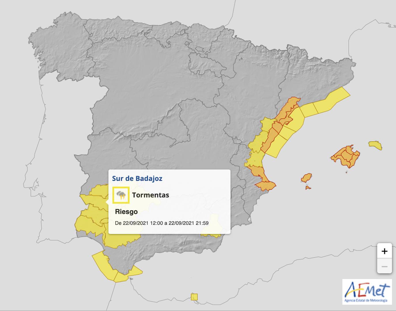 El otoño llega a Monesterio con avisos amarillos por tormentas y lluvias