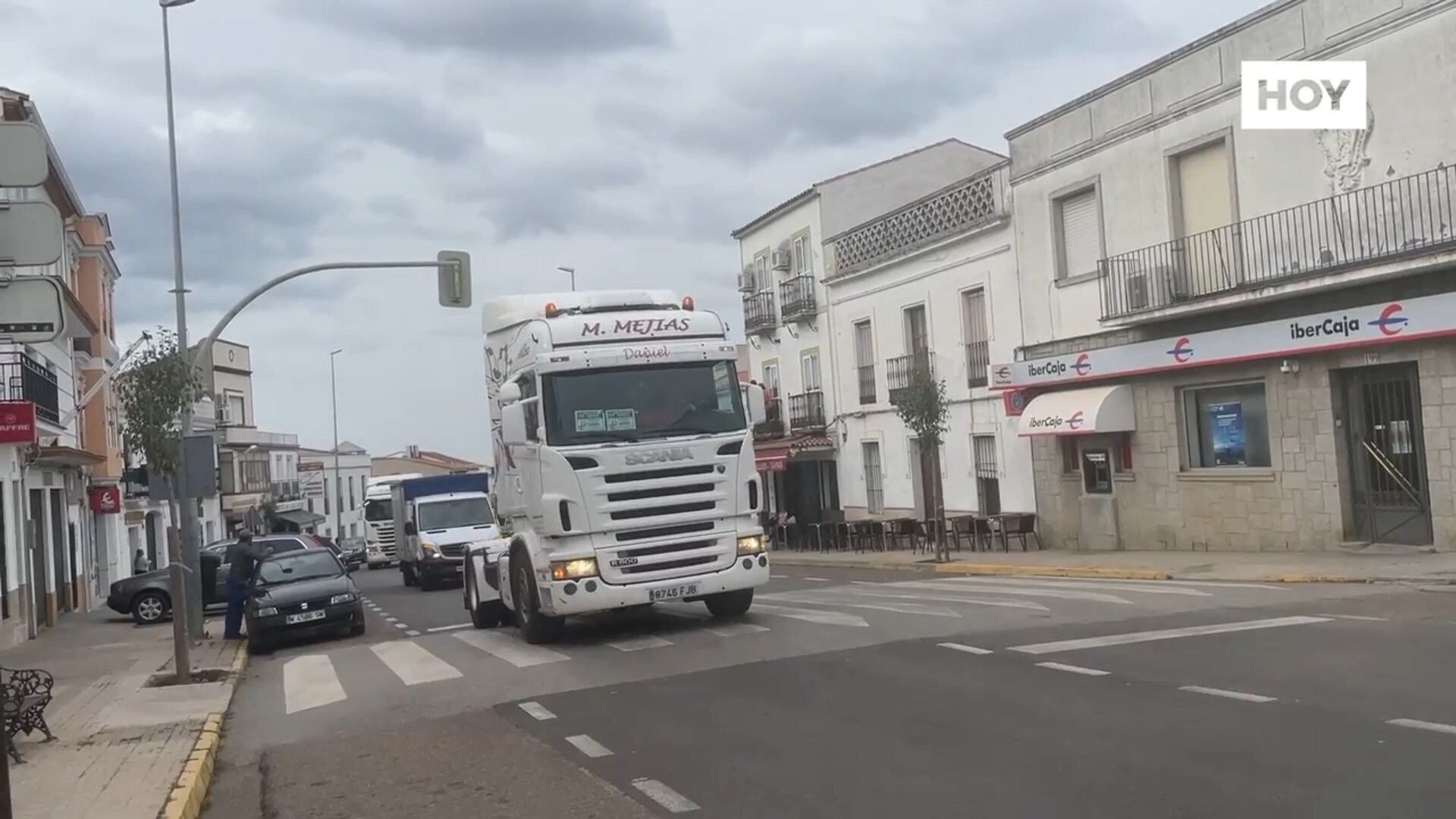 Transportistas de la zona de Monesterio regresan de las protestas en Mérida