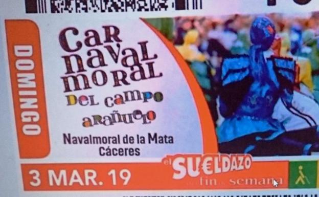 El Carnavalmoral, en el cupón del sorteo de la ONCE del 3 de marzo