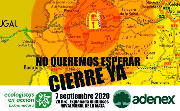 El movimiento antinuclear pide el cierre de la central de Almaraz ya, no dentro de ocho años