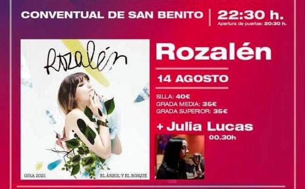 Julia Lucas compartirá escenario con Rozalén en Alcántara