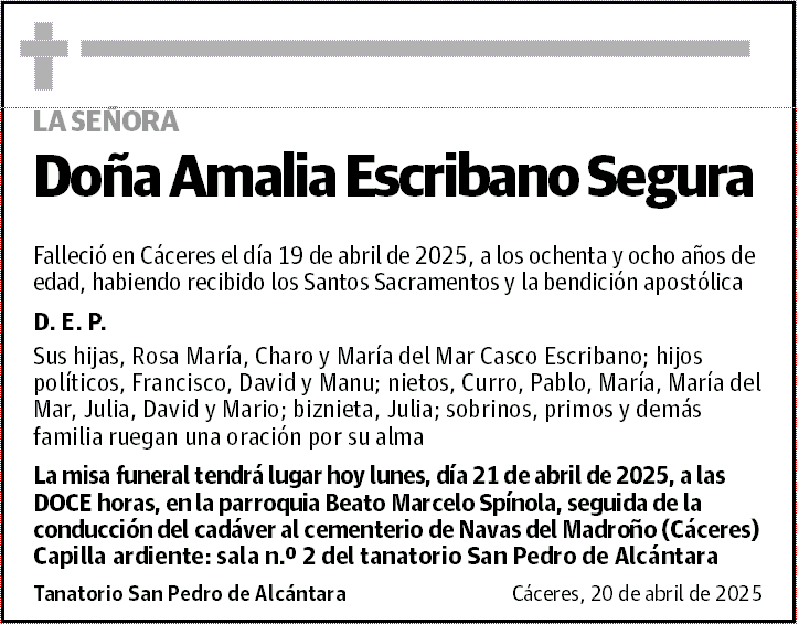 Doña Amalia Escribano Segura