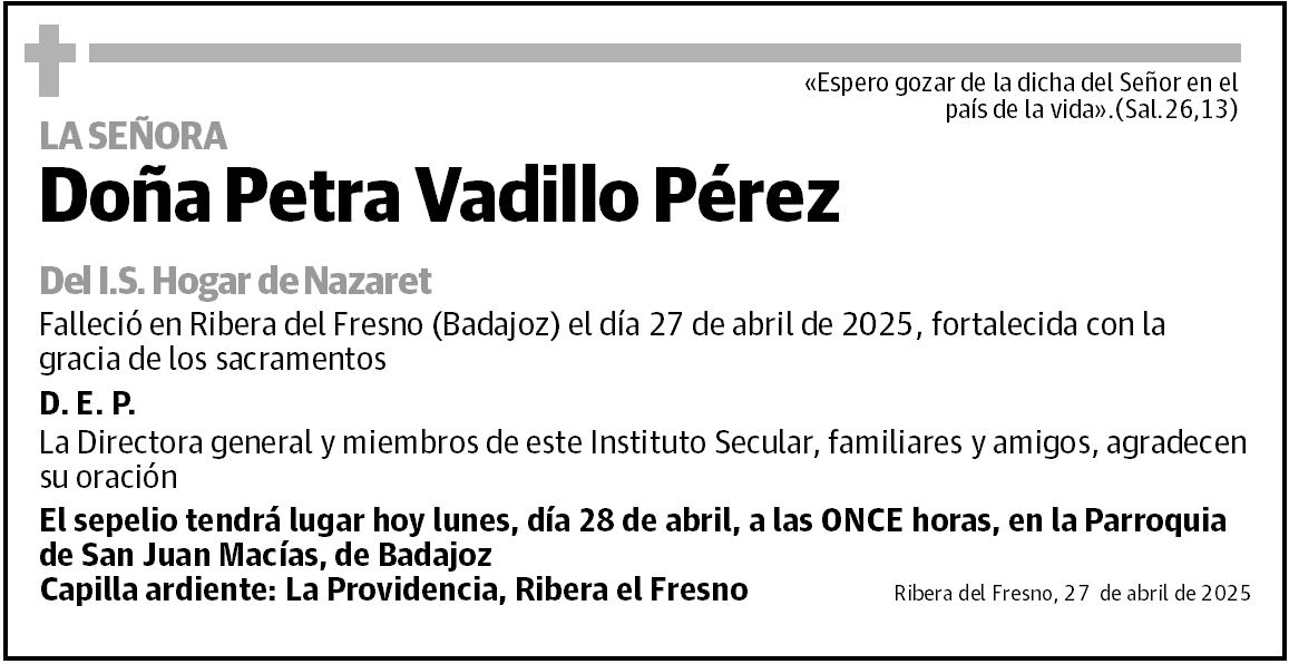 DOÑA PETRA VADILLO PÉREZ