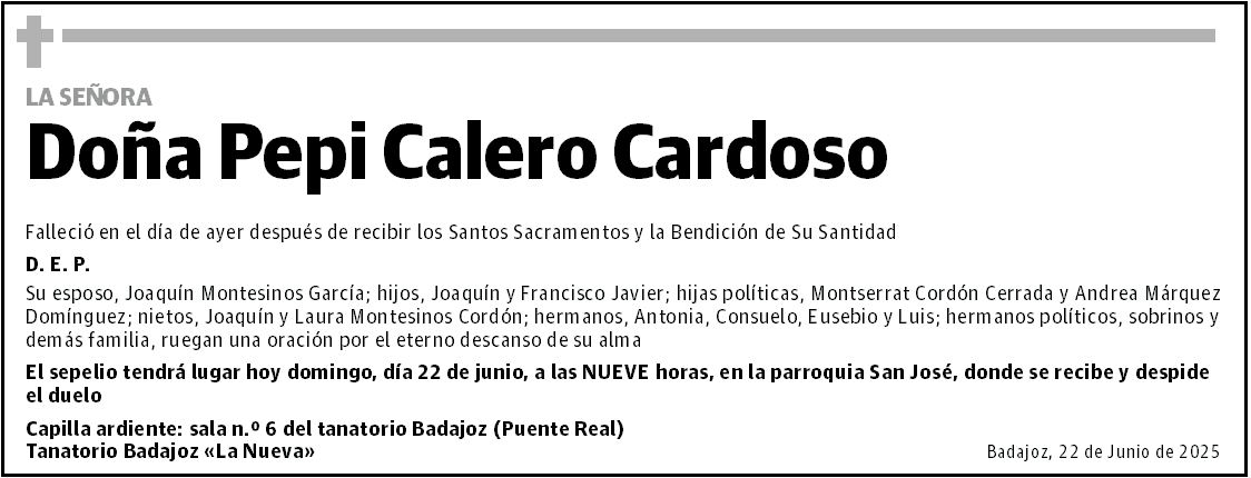 DOÑA PEPI CALERO CARDOSO