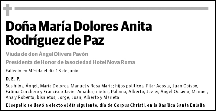 María Dolores Anita Rodríguez de Paz