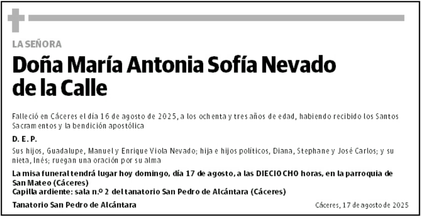 María Antonia Sofía Nevado de la Calle