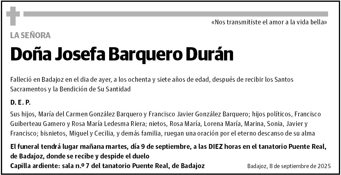Doña Josefa Barquero Durán