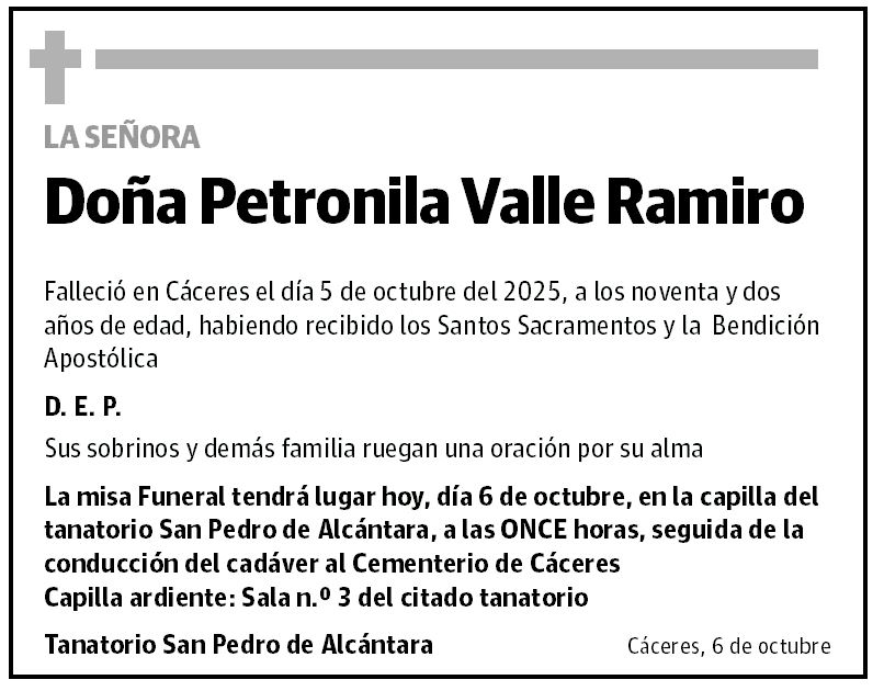 Doña Petronila Valle Ramiro