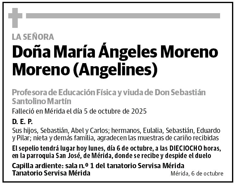 Doña María Ángeles Moreno Moreno (Angelines)