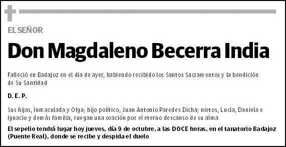 Magdaleno Becerra India