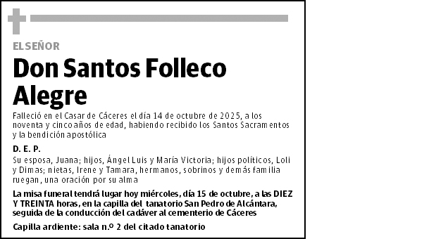 Santos Folleco Alegre