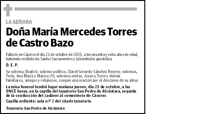 María Mercedes Torres de Castro Bazo