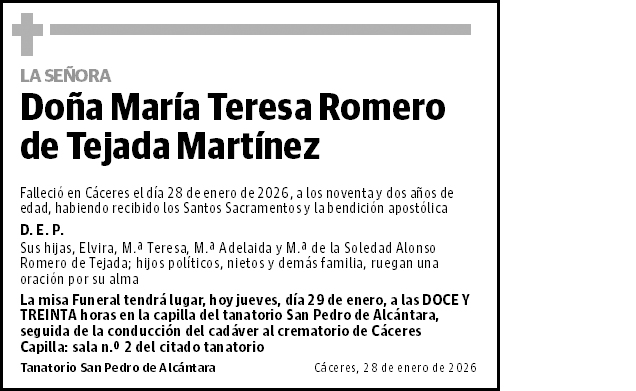 María Teresa Romero de Tejada Martínez