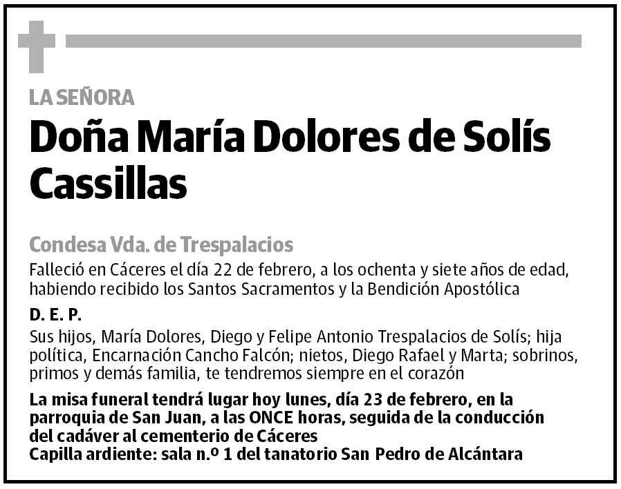 Doña María Dolores de Solís Cassillas