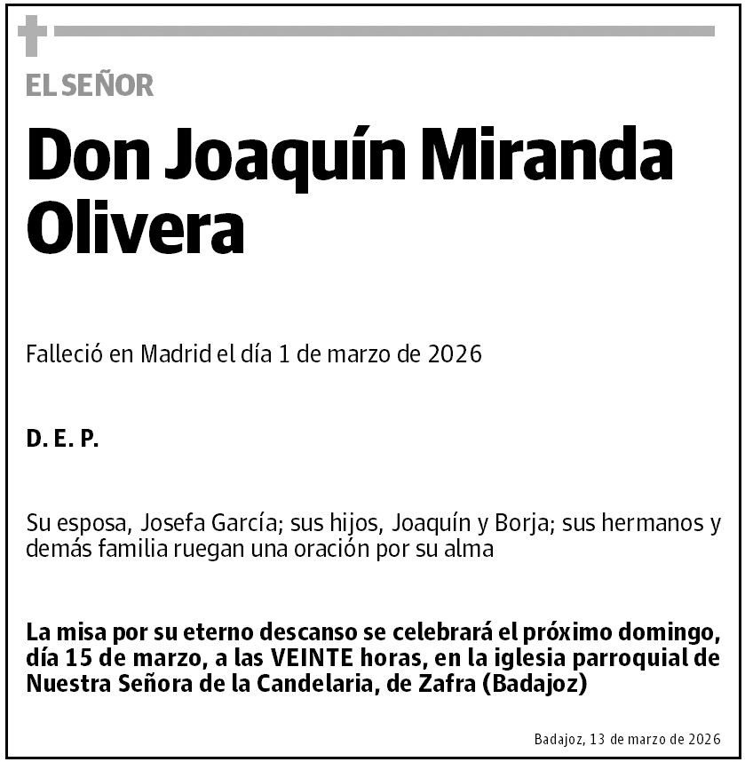 Don Joaquín Miranda Olivera