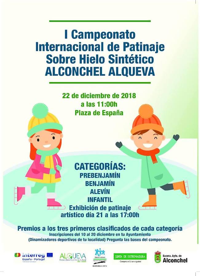 Niños y jóvenes de Olivenza podrán patinar en la pista de hielo sintético de Alconchel