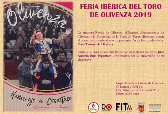 La Feria de Olivenza rendirá homenaje a 'Espartaco' en la presentación del cartel 2019