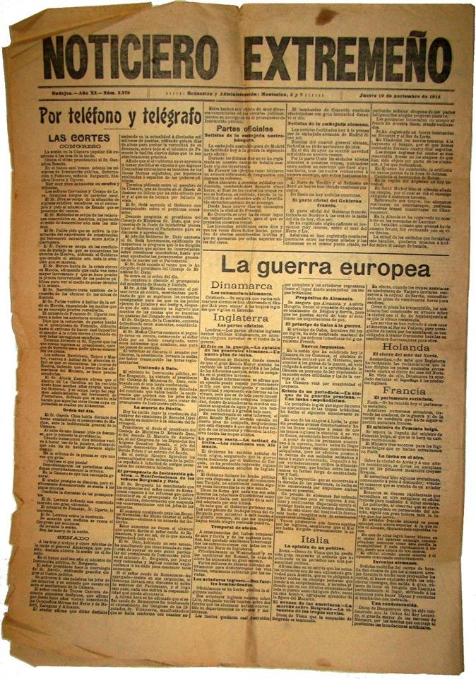 Un ejemplar de 'Noticiero Extremeño' (1914), pieza del mes de julio de 2019 en el Museo