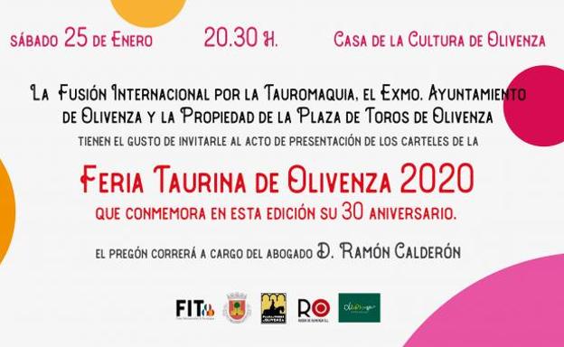Este sábado se presenta en la casa de la cultura el cartel taurino de la XXX Feria del Toro de Olivenza
