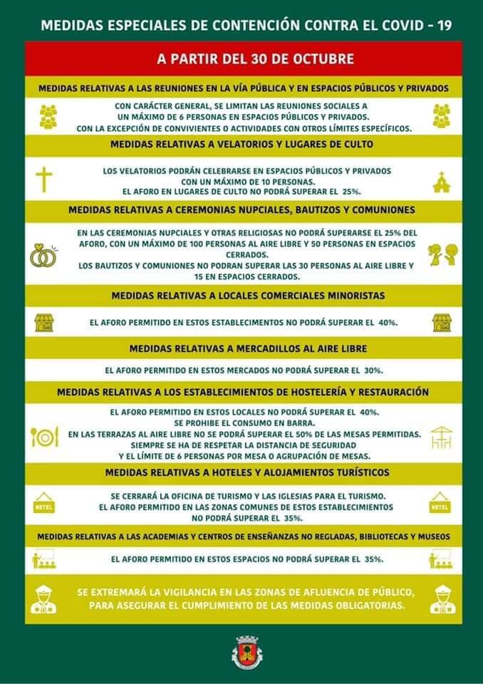Nuevas medidas restrictivas de fase 1 en Olivenza ante el incremento de contagios por coronavirus