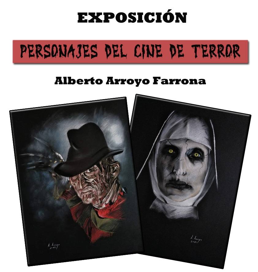 Personajes del cine de terror visitaron el museo con pinturas de Alberto Arroyo