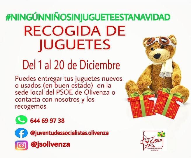Juventudes Socialistas de Olivenza lanza su campaña anual de recogida de juguetes