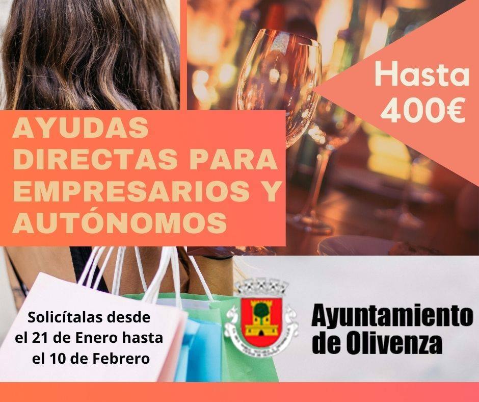 Las pymes de Olivenza afectadas por las medidas restrictivas contra el Covid-19 pueden solicitar las ayudas directas de hasta 400 euros