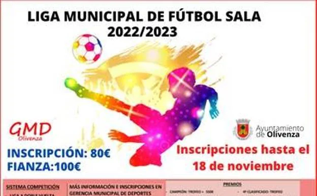 Abierto el plazo de inscripción en la Liga Municipal de Fútbol Sala