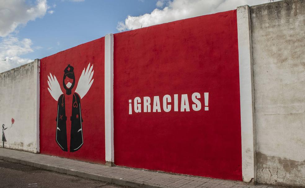Arte urbano en agradecimiento a los sanitarios