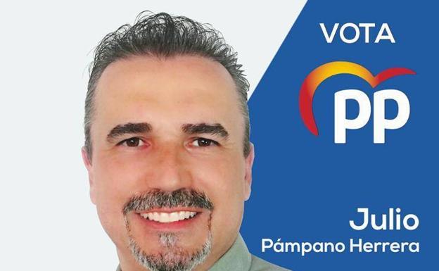 Cartel electoral para los comicios de 2019 a los que se presentó Julio Pámpano como candidato a la Alcaldía de Puebla de la Calzada por el PP. 