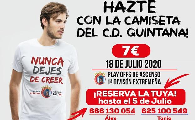 El CD Quintana saca a la venta camisetas de apoyo de cara a la fase de ascenso