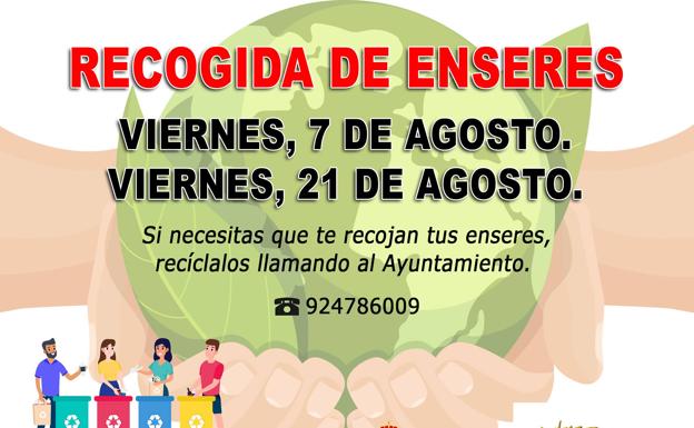 Nuevas fechas para la recogida de enseres en agosto