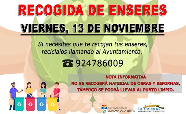 Nueva fecha para la recogida de enseres en la localidad