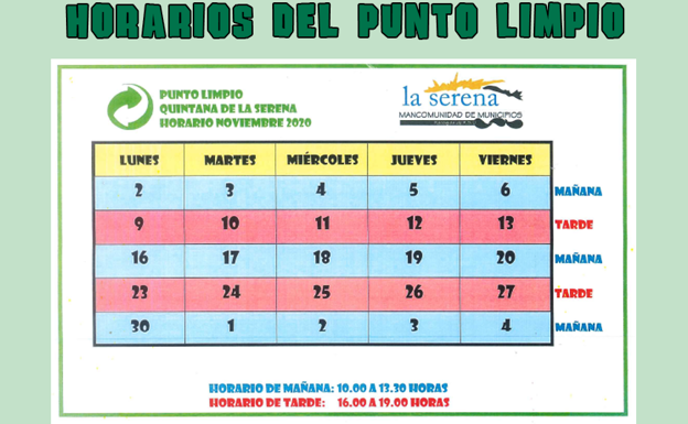 El punto limpio de la localidad cambia de horario en noviembre