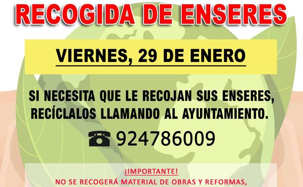 El servicio de recogida de enseres vuelve el 29 de enero