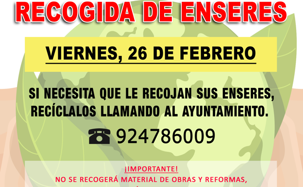 Nueva fecha para la recogida de enseres en la localidad