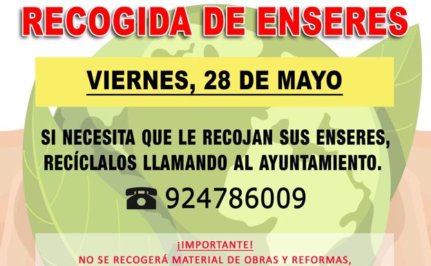 Nueva fecha para la recogida de enseres en la localidad