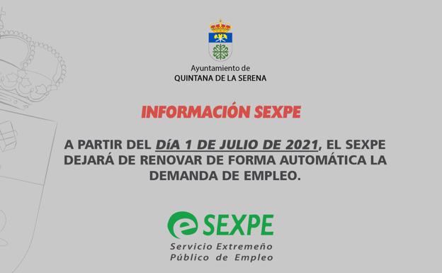 El SEXPE dejará de renovar automáticamente la demanda de empleo a partir del 1 de julio