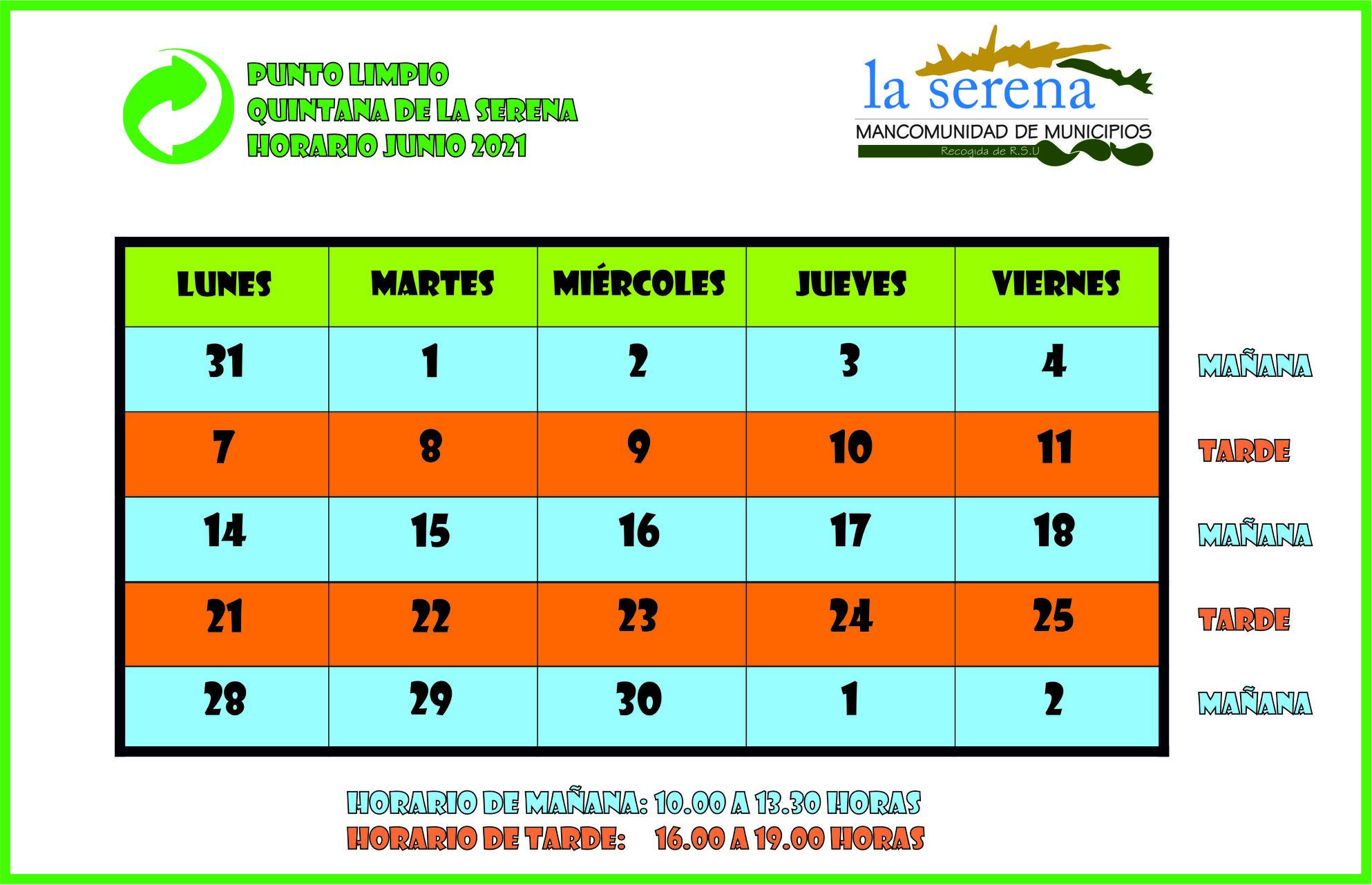 El punto limpio anuncia los horarios para el mes de junio