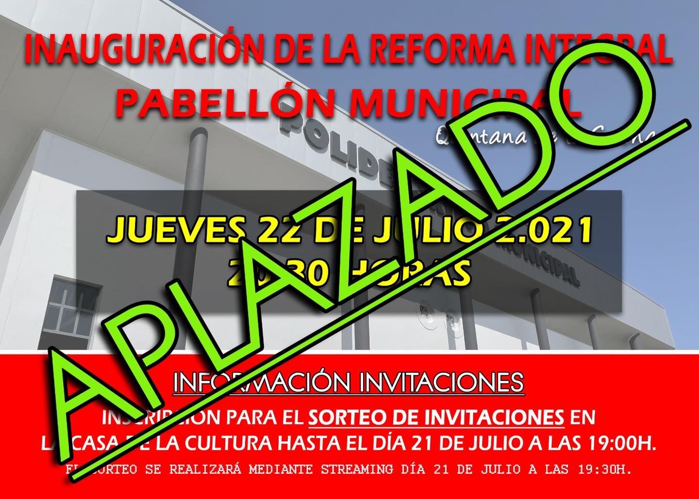 La inauguración del pabellón se aplazó a causa del aumento de contagios