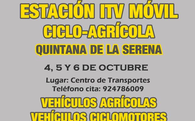 Una estación ITV móvil ciclo-agrícola estará en Quintana los días 4, 5 y 6 de octubre