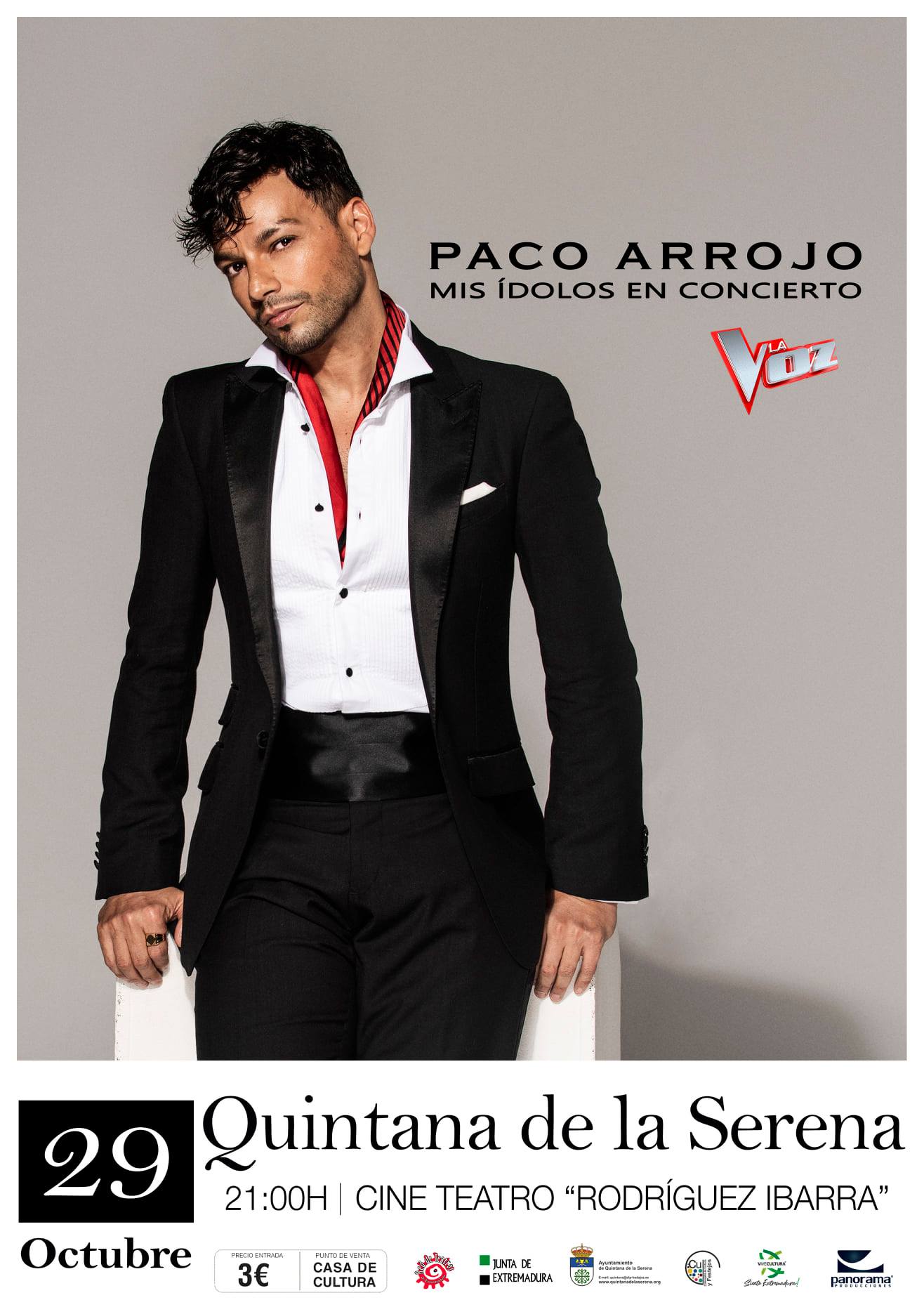 El cantante de la Voz, Paco Arrojo, actuará el 29 de octubre en el Rodríguez Ibarra