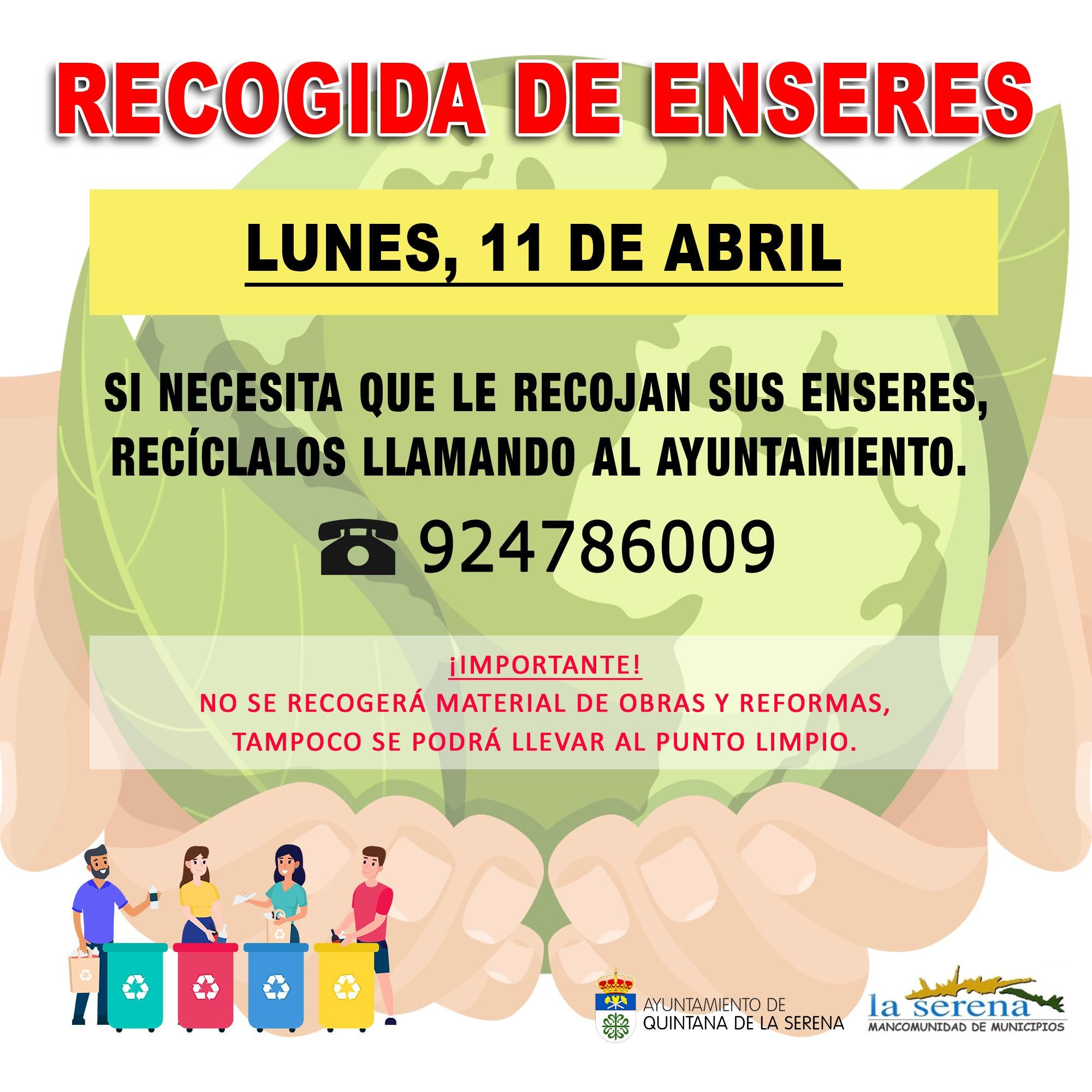 Nuevo servicio de recogida de enseres en la localidad el próximo lunes, 11 de abril